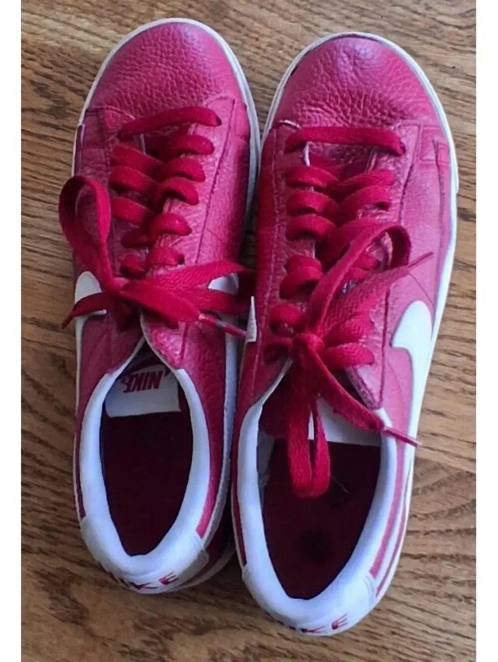 Nike Red Leather Low-Top Sneakers Women Size US 8